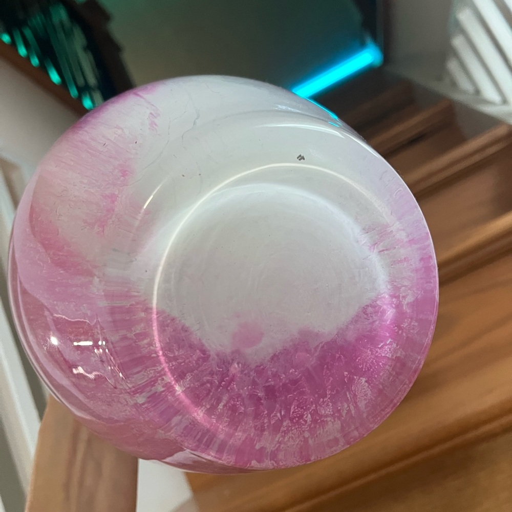 Handmade Elegant Pink and White Painted Decorative Glass Vase - Picture 3 of 4